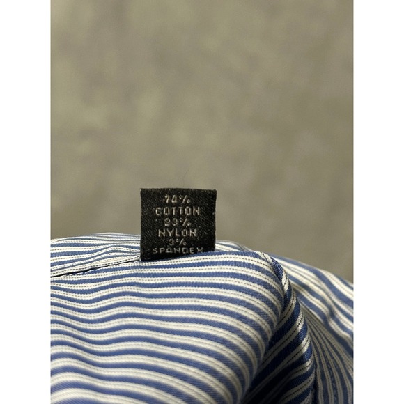 John Varvatos USA Slim Fit Blue White Stripe Button Down Shirt Mens 16.5 / 32-33 - Picture 7 of 12